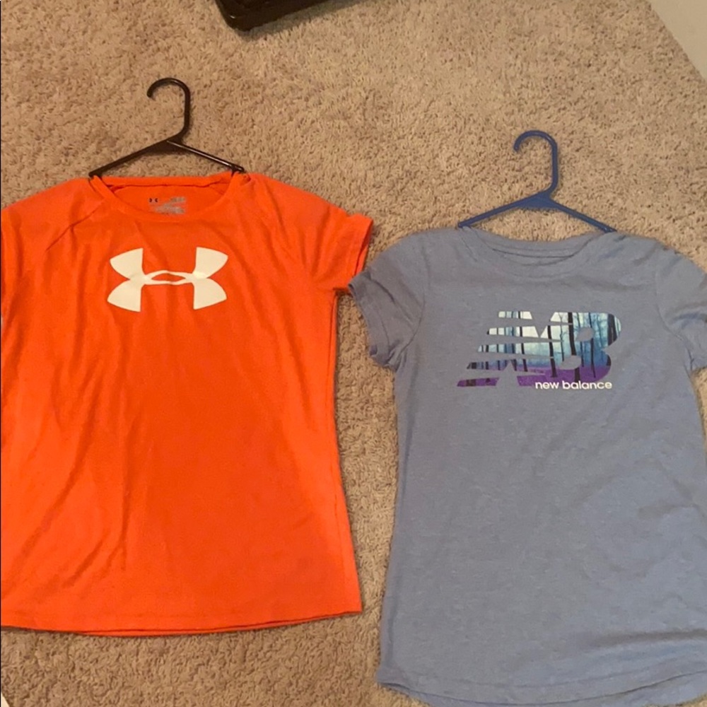 under armor shirt and new balance shirt